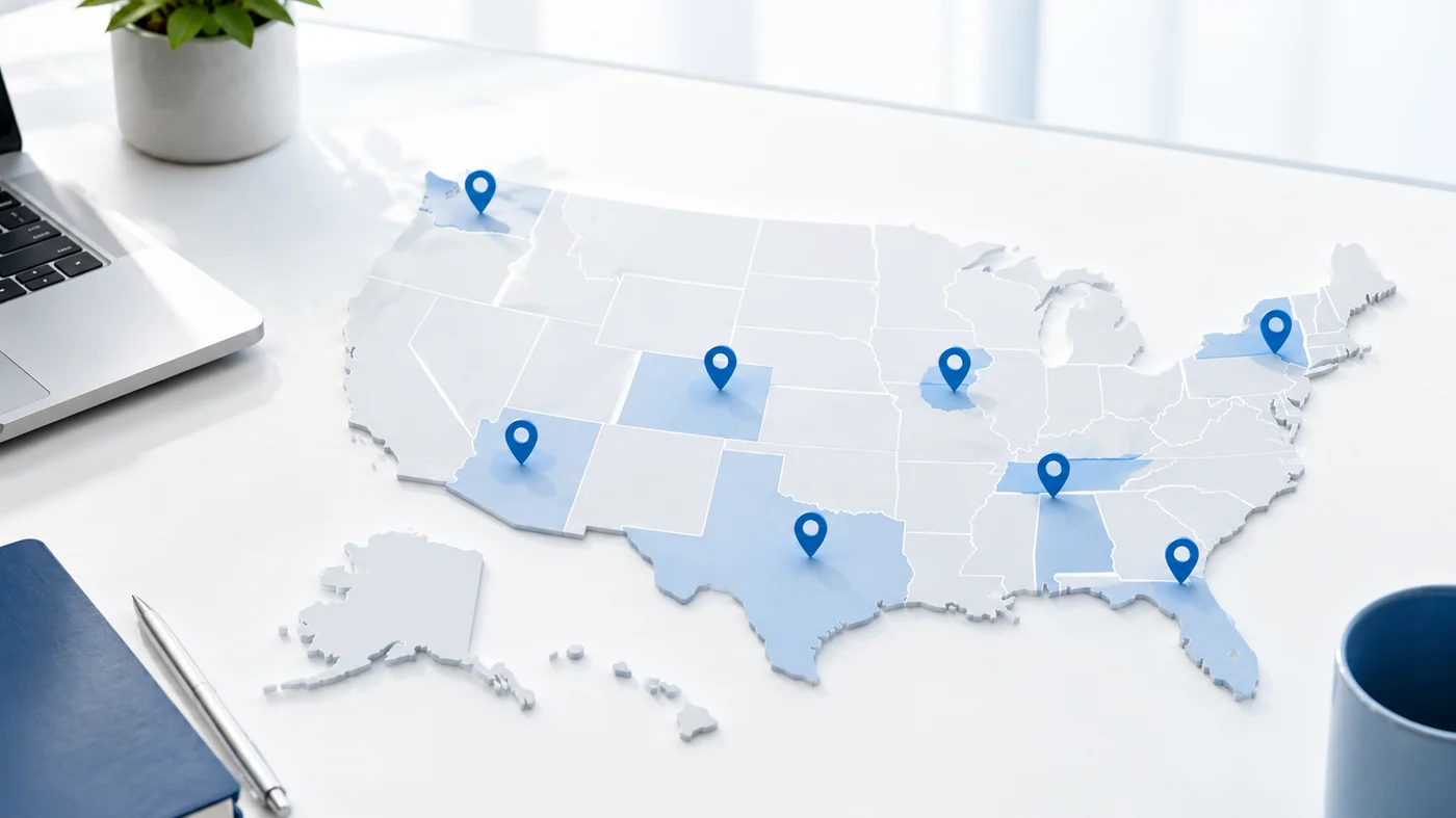 Map showing which US states Personify personal loans are available in